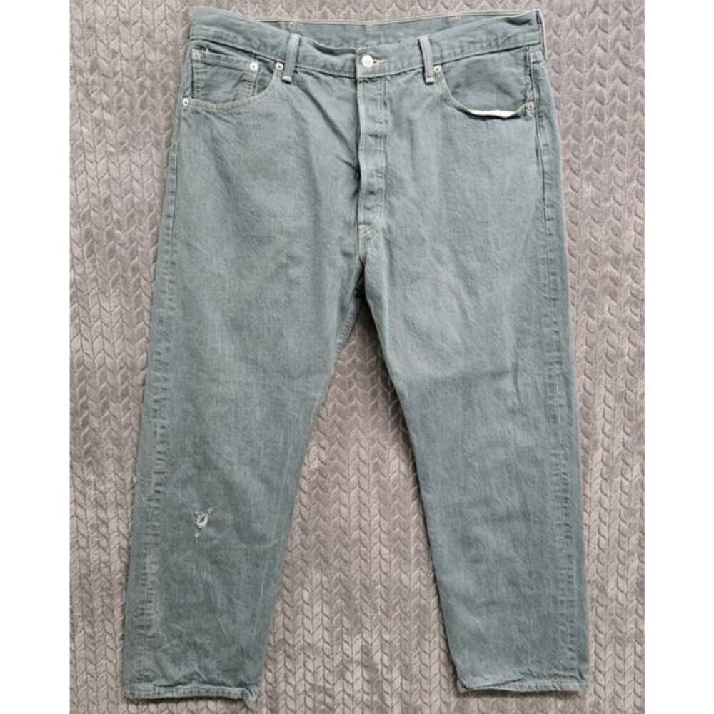Levis 501 XX Jeans Mens 38x30 Teal Green Button Fly Straight Leg Denim